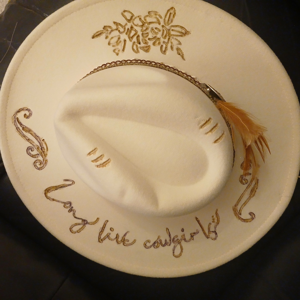 White and Gold Embroidered Women's Hat